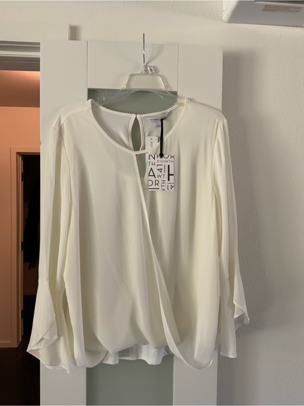 41 Hawthorn Ivory Draped Long-Sleeve Blouse